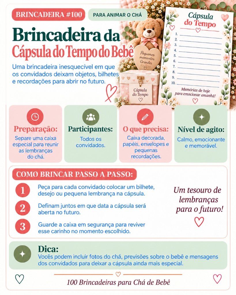 Brincadeira #100 - Brincadeira da Cápsula do Tempo do Bebê