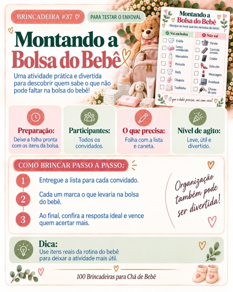 Brincadeira #37 - Montando a Bolsa do Bebê